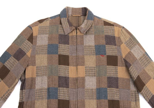 Papas Mocha Multi Cotton Patchwork Zip Blouson Size 48M