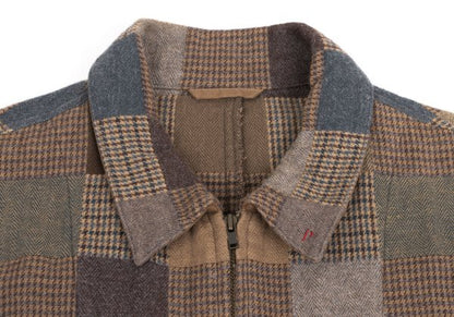 Papas Mocha Multi Cotton Patchwork Zip Blouson Size 48M