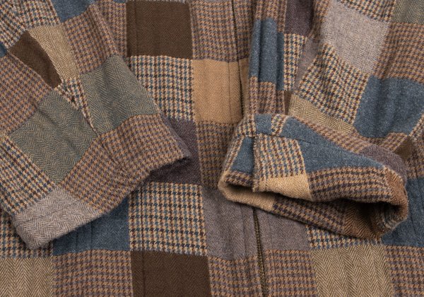 Papas Mocha Multi Cotton Patchwork Zip Blouson Size 48M