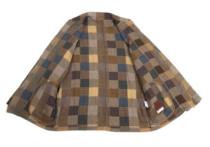Papas Mocha Multi Cotton Patchwork Zip Blouson Size 48M