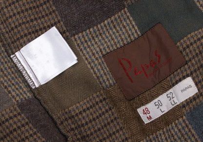 Papas Mocha Multi Cotton Patchwork Zip Blouson Size 48M