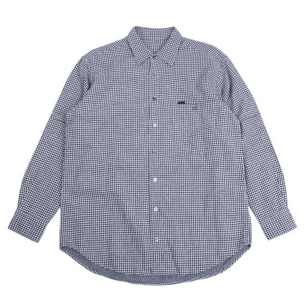 Papas Cotton Linen Gingham Check Shirt Navy Size M