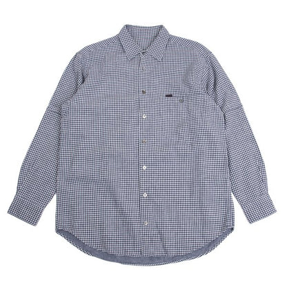 Papas Cotton Linen Gingham Check Shirt Navy Size M