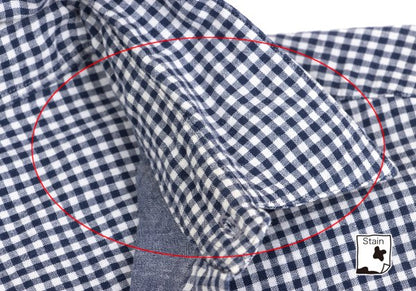 Papas Cotton Linen Gingham Check Shirt Navy Size M