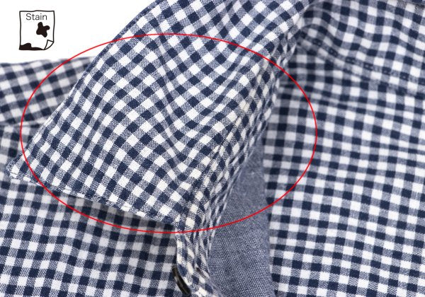 Papas Cotton Linen Gingham Check Shirt Navy Size M