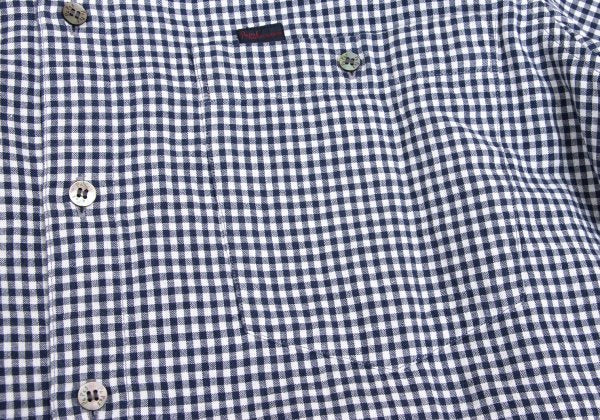 Papas Cotton Linen Gingham Check Shirt Navy Size M