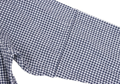 Papas Cotton Linen Gingham Check Shirt Navy Size M