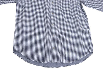 Papas Cotton Linen Gingham Check Shirt Navy Size M