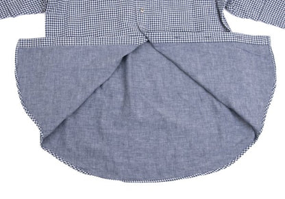 Papas Cotton Linen Gingham Check Shirt Navy Size M