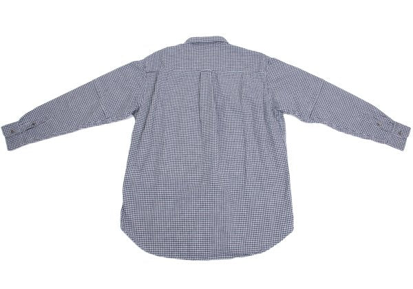 Papas Cotton Linen Gingham Check Shirt Navy Size M