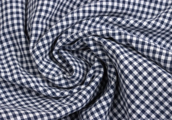 Papas Cotton Linen Gingham Check Shirt Navy Size M