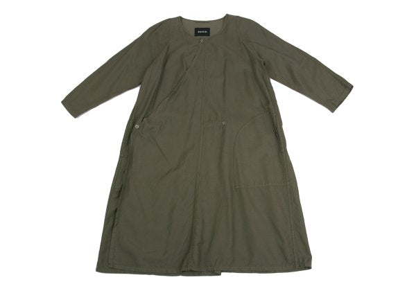 zucca Cotton Blend Snap Button 7-Sleeve Dress Khaki Size M