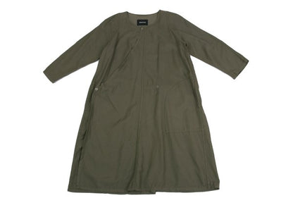 zucca Cotton Blend Snap Button 7-Sleeve Dress Khaki Size M