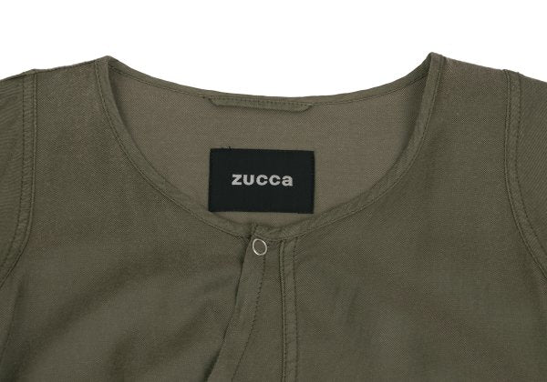 zucca Cotton Blend Snap Button 7-Sleeve Dress Khaki Size M
