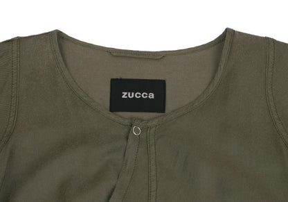 zucca Cotton Blend Snap Button 7-Sleeve Dress Khaki Size M