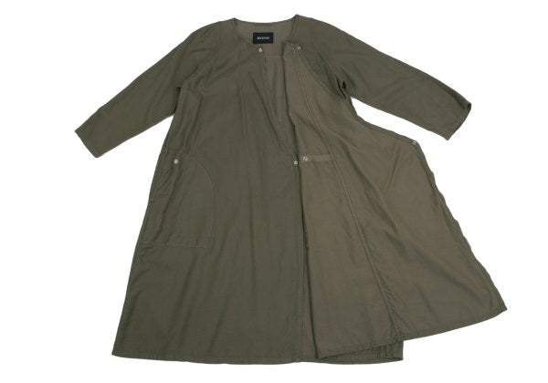 zucca Cotton Blend Snap Button 7-Sleeve Dress Khaki Size M