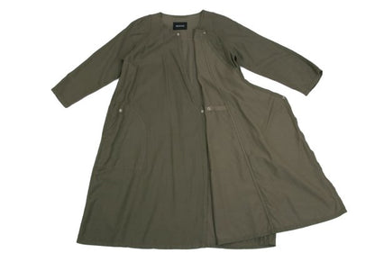 zucca Cotton Blend Snap Button 7-Sleeve Dress Khaki Size M