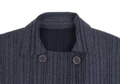 PLEATS PLEASE Felt-like Polyester Poncho Coat Gray Size 3