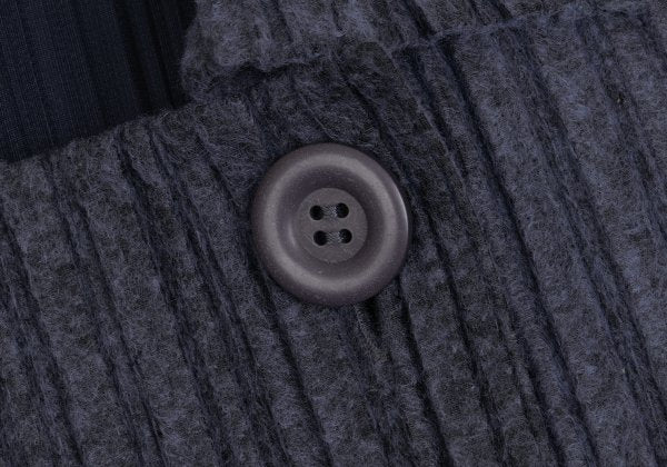 PLEATS PLEASE Felt-like Polyester Poncho Coat Gray Size 3