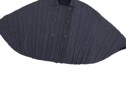 PLEATS PLEASE Felt-like Polyester Poncho Coat Gray Size 3