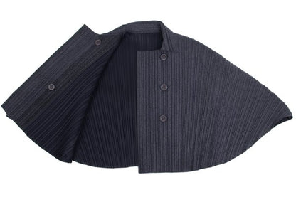 PLEATS PLEASE Felt-like Polyester Poncho Coat Gray Size 3