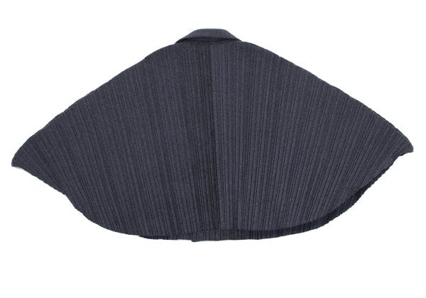 PLEATS PLEASE Felt-like Polyester Poncho Coat Gray Size 3