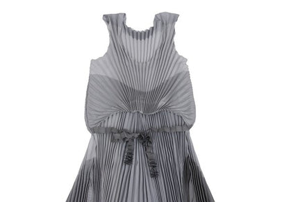 ISSEY MIYAKE Pleated Waist Cord Sleeveless Tunic Gray Blouse Size 2