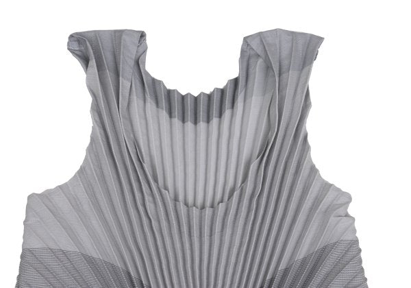 ISSEY MIYAKE Pleated Waist Cord Sleeveless Tunic Gray Blouse Size 2