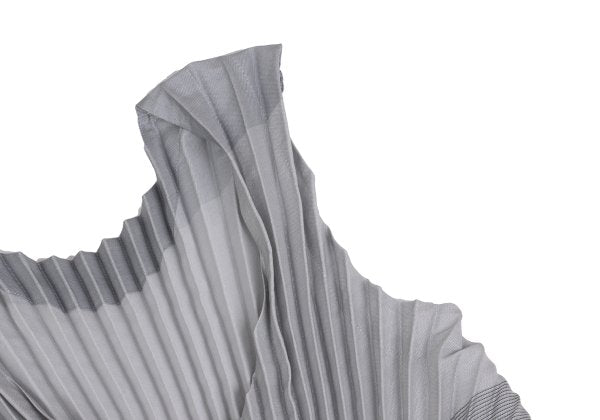 ISSEY MIYAKE Pleated Waist Cord Sleeveless Tunic Gray Blouse Size 2