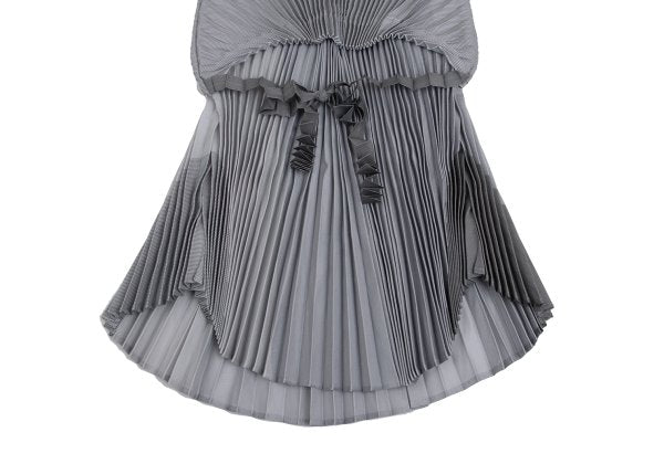 ISSEY MIYAKE Pleated Waist Cord Sleeveless Tunic Gray Blouse Size 2