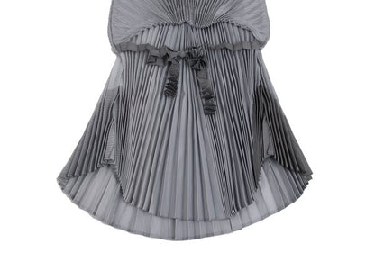 ISSEY MIYAKE Pleated Waist Cord Sleeveless Tunic Gray Blouse Size 2