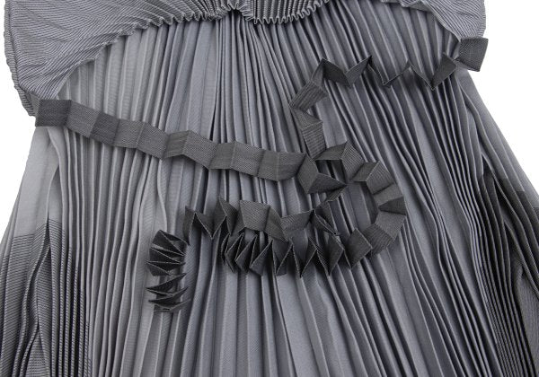ISSEY MIYAKE Pleated Waist Cord Sleeveless Tunic Gray Blouse Size 2