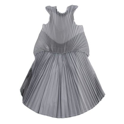 ISSEY MIYAKE Pleated Waist Cord Sleeveless Tunic Gray Blouse Size 2