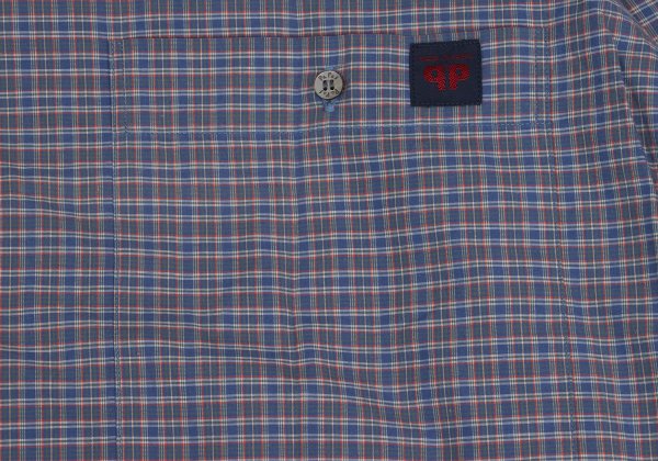 Papas Cotton Logo Patch Check Shirt Blue Multi Size M