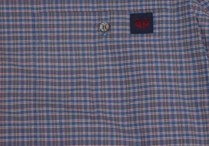 Papas Cotton Logo Patch Check Shirt Blue Multi Size M
