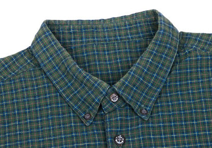 Papas Green Anchor Check S/S Button-Down Shirt Size 48M