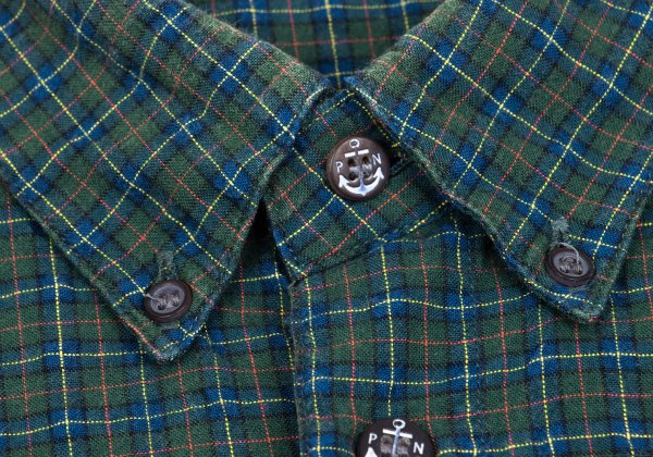 Papas Green Anchor Check S/S Button-Down Shirt Size 48M