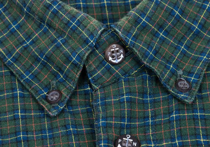 Papas Green Anchor Check S/S Button-Down Shirt Size 48M