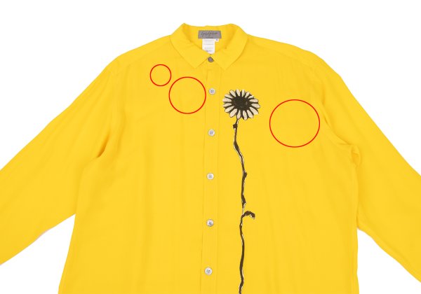 Yohji Yamamoto POUR HOMME Floral Print Shirt Yellow Size M
