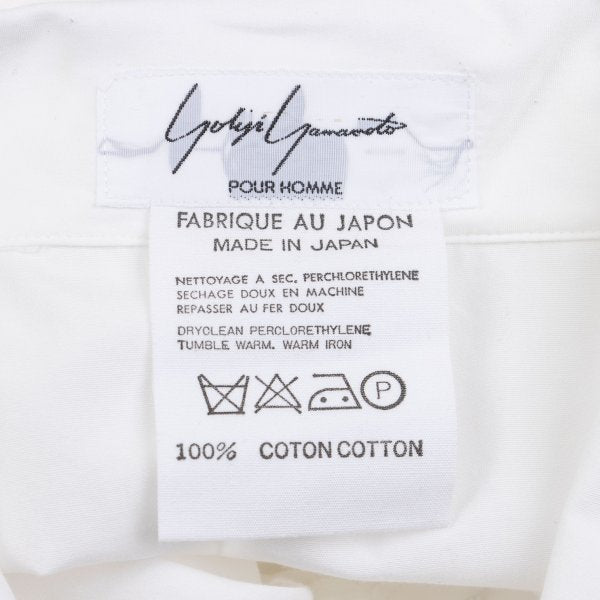 Yohji Yamamoto POUR HOMME Western Yoke Shirt White Size M