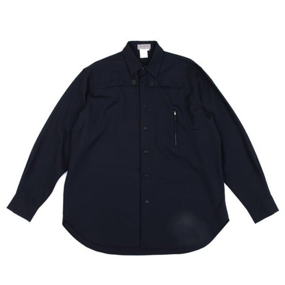 Yohji Yamamoto POUR HOMME Wool Zip Pocket Shirt Navy Size M