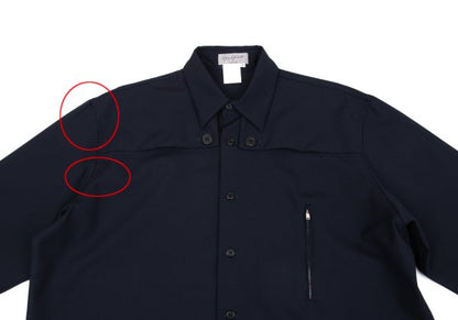 Yohji Yamamoto POUR HOMME Wool Zip Pocket Shirt Navy Size M