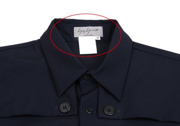 Yohji Yamamoto POUR HOMME Wool Zip Pocket Shirt Navy Size M