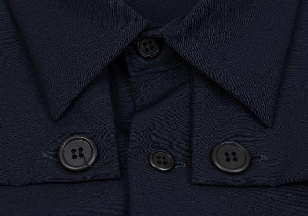 Yohji Yamamoto POUR HOMME Wool Zip Pocket Shirt Navy Size M