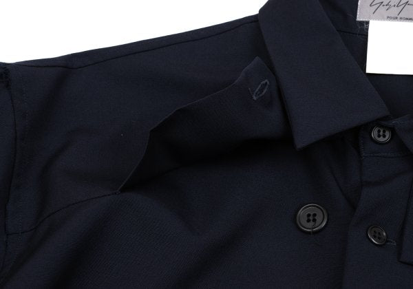 Yohji Yamamoto POUR HOMME Wool Zip Pocket Shirt Navy Size M
