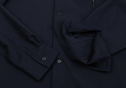 Yohji Yamamoto POUR HOMME Wool Zip Pocket Shirt Navy Size M