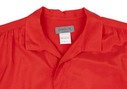 Yohji Yamamoto POUR HOMME Gathered Open Shirt Red Size M
