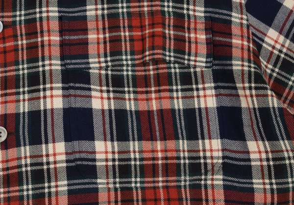 Yohji Yamamoto POUR HOMME Rayon Wool Check Red Navy Shirt Size M