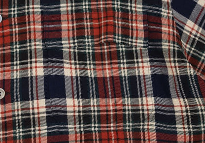Yohji Yamamoto POUR HOMME Rayon Wool Check Red Navy Shirt Size M