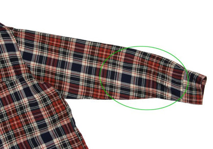 Yohji Yamamoto POUR HOMME Rayon Wool Check Red Navy Shirt Size M
